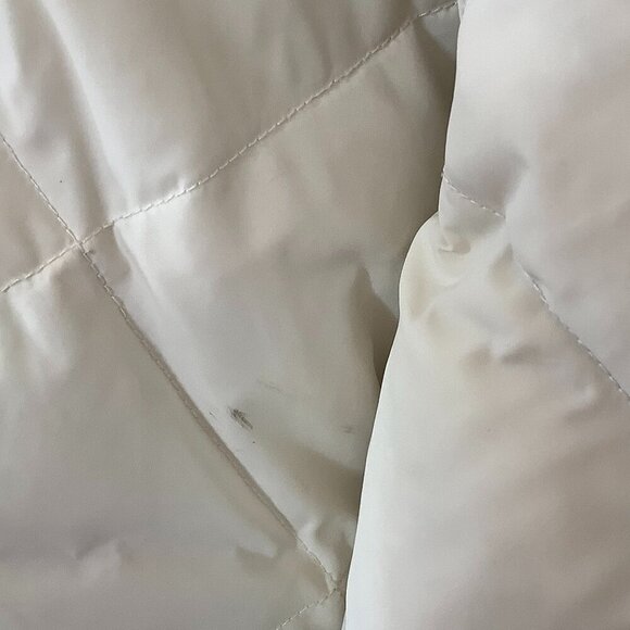 Eddie Bauer women's goose down puffer jacket white large EB700 quilted *flaw* - Picture 4 of 13